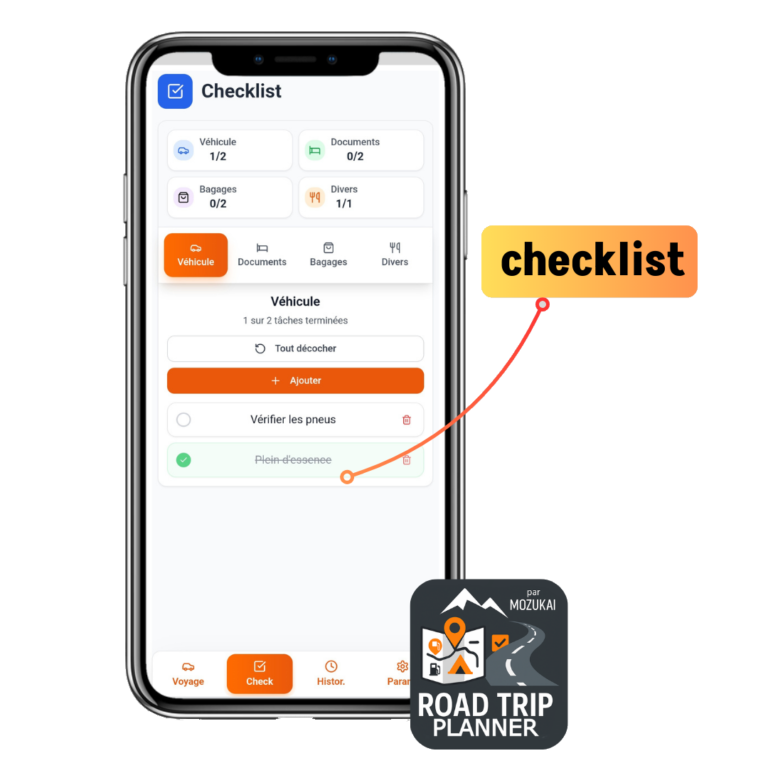 Roadtrip planner checklist